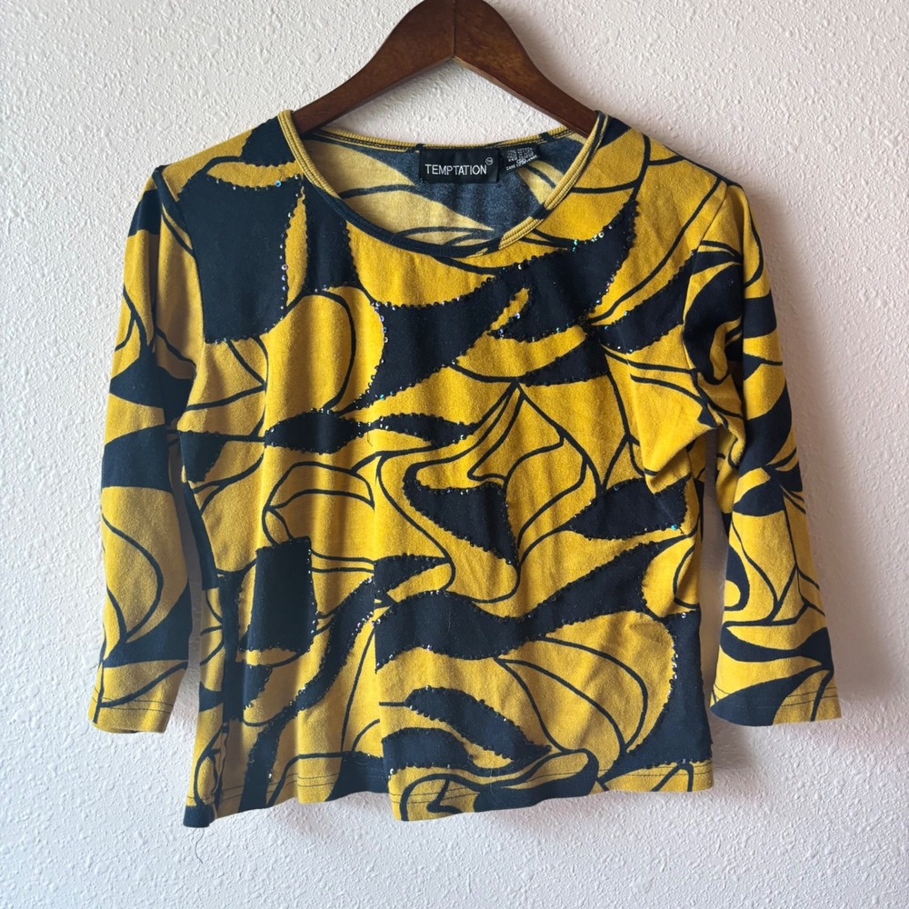 Vintage 90s Funky Whimsy Sequined Blouse - Picture 2 of 8